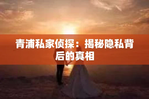 青浦私家侦探：揭秘隐私背后的真相