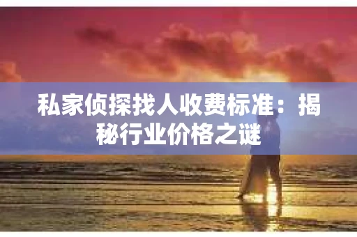 私家侦探找人收费标准:揭秘行业价格之谜 私家侦探找人收费标准:揭秘行业价格之谜